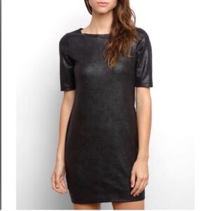 Level 99 Matrix Black Mini Coated Faux Leather Dress